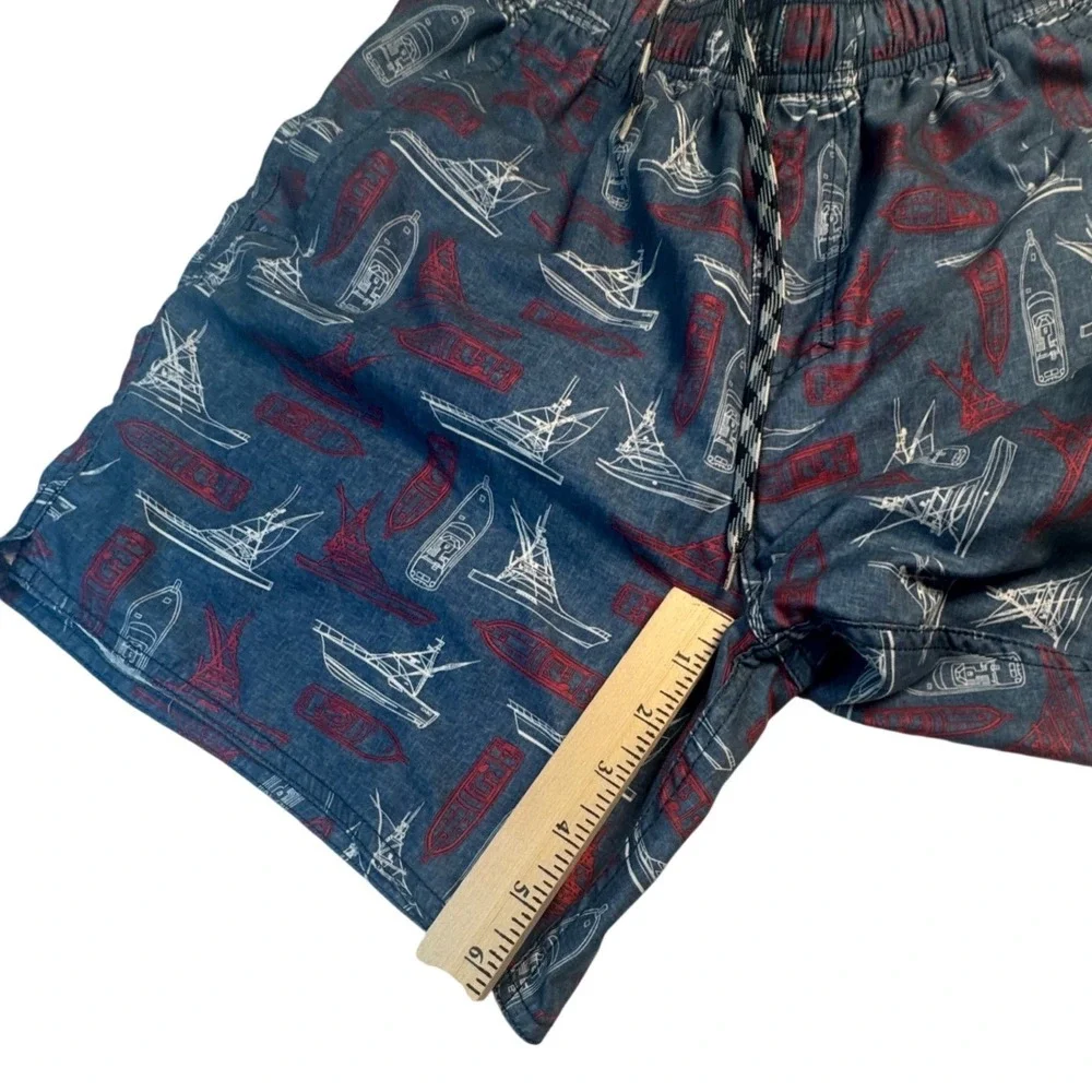 AFTCO Mens Blue Nautical Boat‎ Print Swim Trunks Board Shorts Sz Small 6